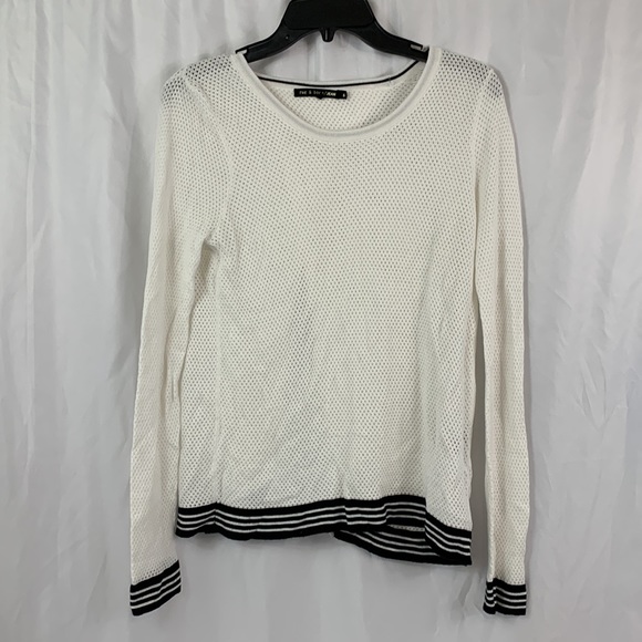 rag & bone Tops - Women's Rag & Bone Open Knit Pullover Sweater in White - Black Size S